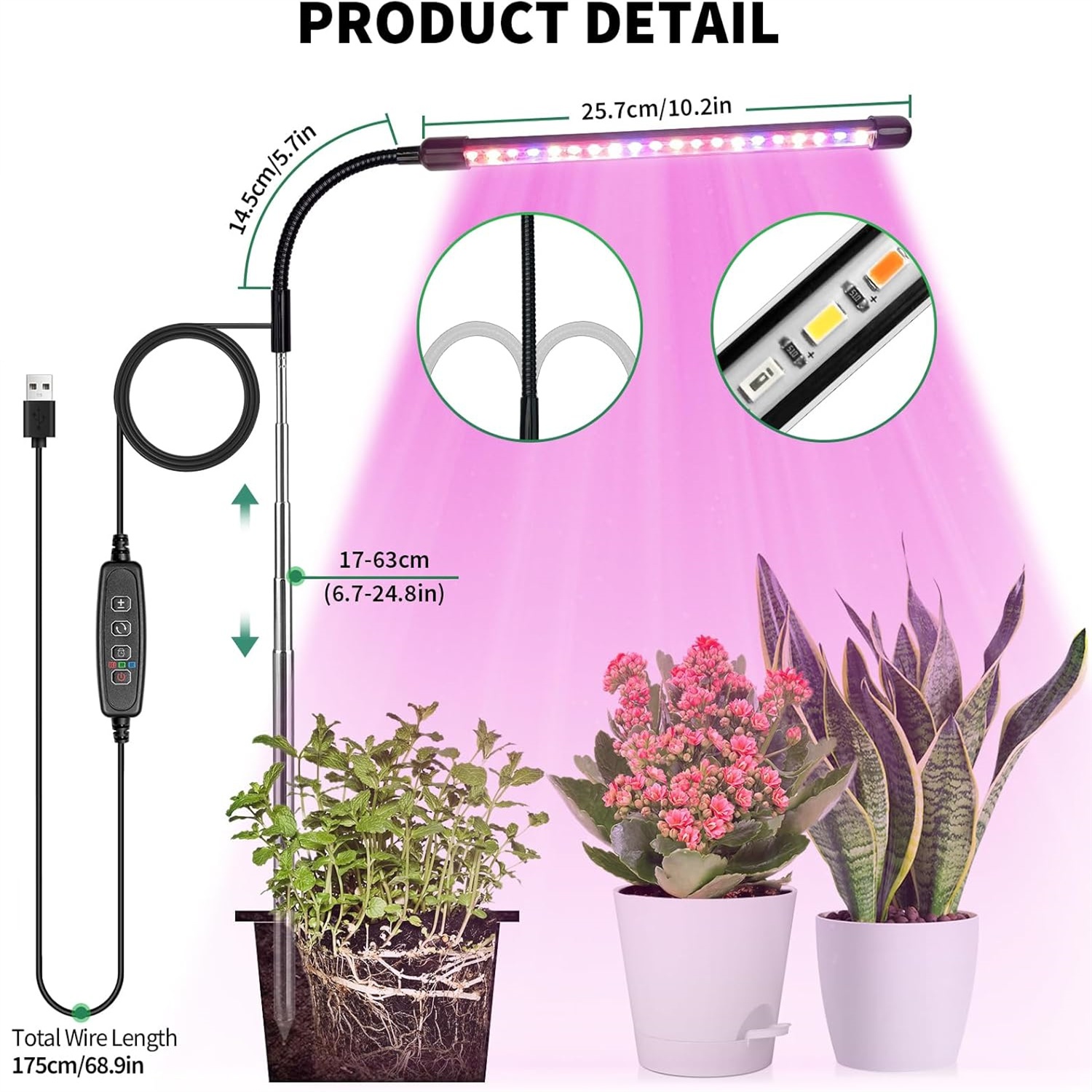 3 색 USB 성장 램프 식물 전체 스펙트럼 성장 빛  - Plant Grow Light Full Spectrum 리뷰 및 가격